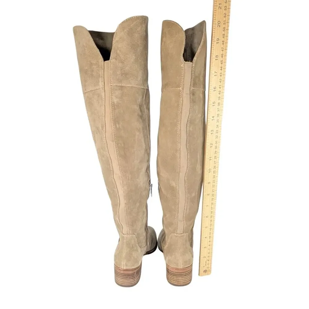 Vince Camuto 6 Beige Over The Knee Kochelda Block Heel Suede Boots